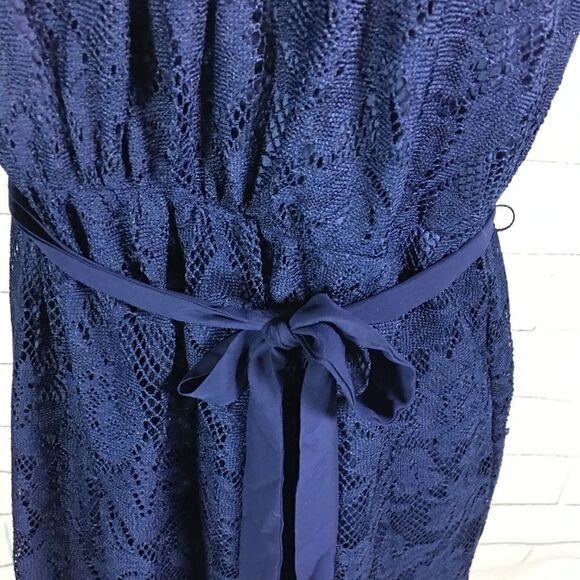 Two hearts maternity blue lace lined dress Sz M - Picture 2 of 8